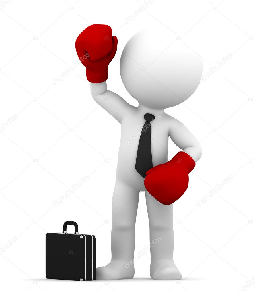 Businessman with boxing gloves Conceptual business illustration