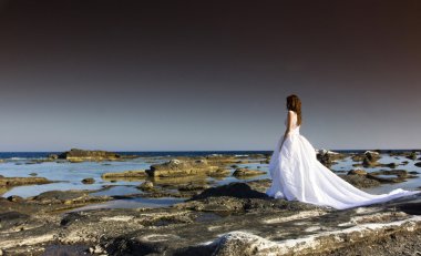 Bride on the beach clipart