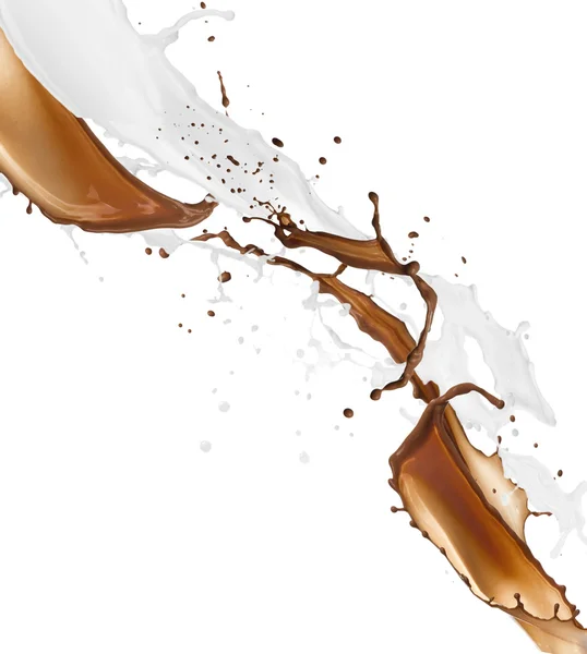 Milk and chocolate splash over — Stock Photo, Image