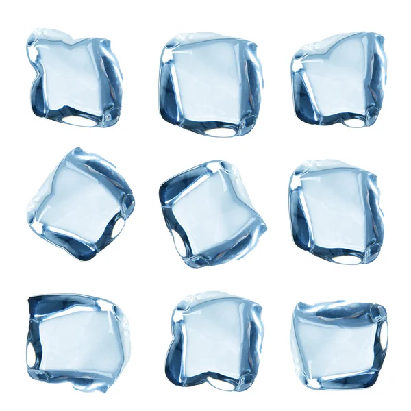 Сбор кубиков льда над белым — стоковое фото