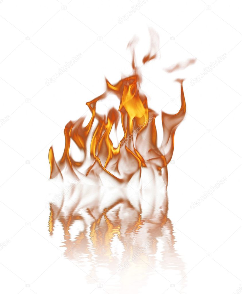 Fire over white background