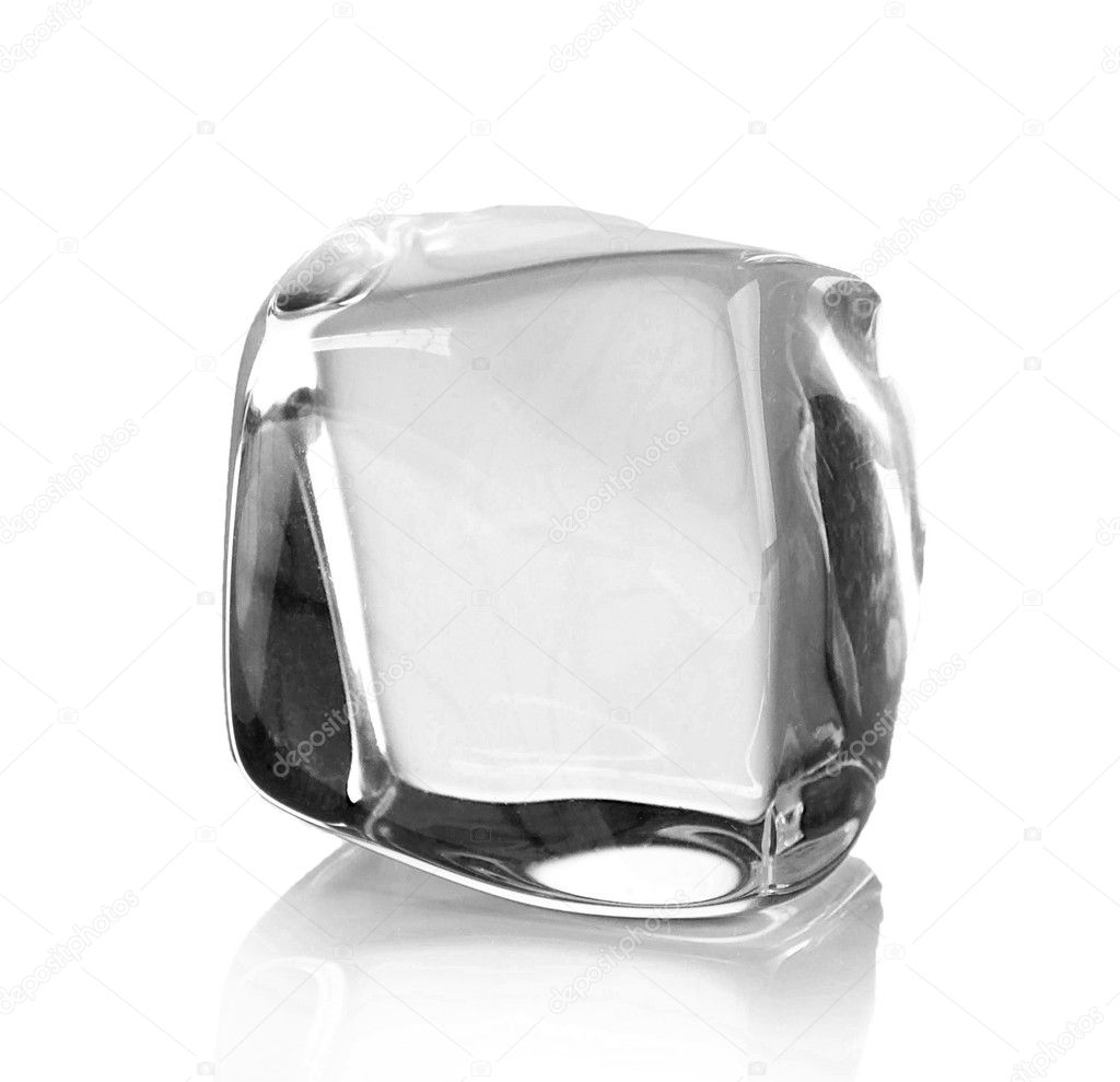 Ice cube over white