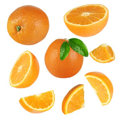 Fresh orange collection over white background clipart