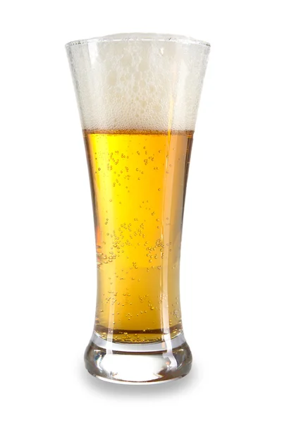 Glas bier close-up met schuim — Stockfoto