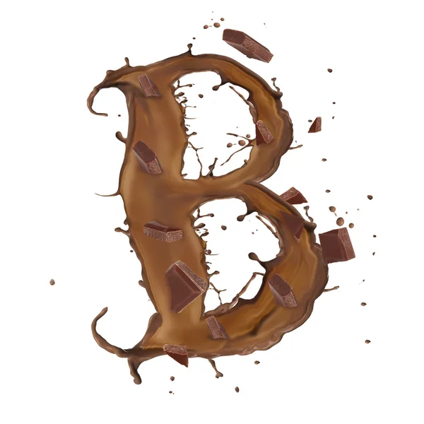 Chocolate splash letter isolated on white background — Stock Photo, Image