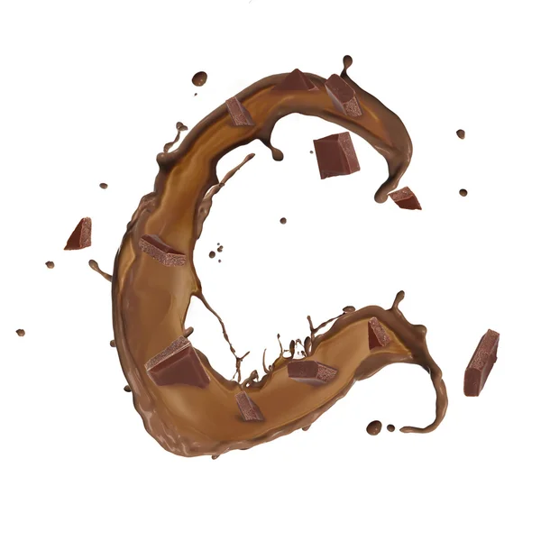 Chocolate splash letter isolated on white background — Stock Photo, Image