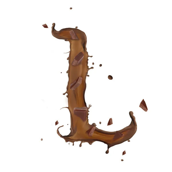 Chocolate splash carta isolada no fundo branco — Fotografia de Stock