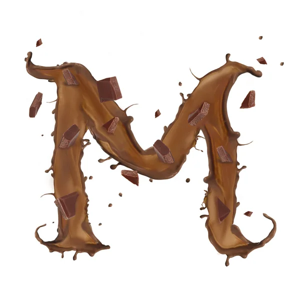 Beyaz arka plan üzerinde izole çikolata sıçrama mektup — Stok fotoğraf