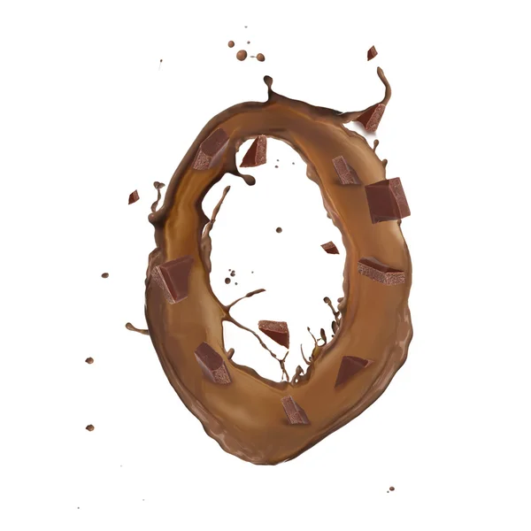 Carta de salpicadura de chocolate aislada sobre fondo blanco — Foto de Stock