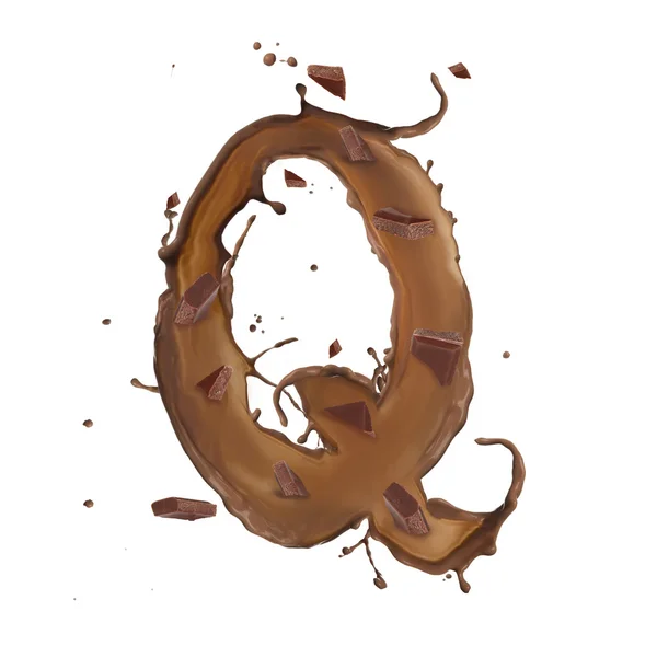 Carta de salpicadura de chocolate aislada sobre fondo blanco — Foto de Stock