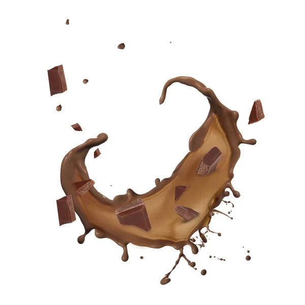 Chocolate splash carta isolada no fundo branco — Fotografia de Stock