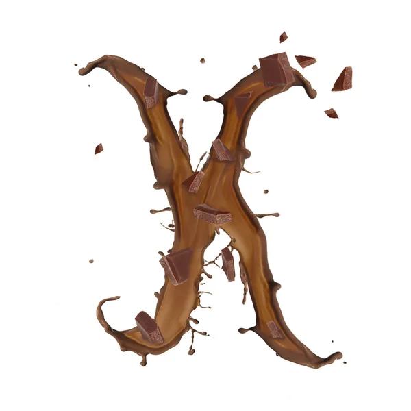 Beyaz arka plan üzerinde izole çikolata sıçrama mektup — Stok fotoğraf