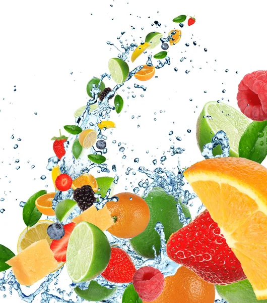Fresh fruit in water splash — Stock Photo, Image