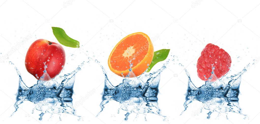Fruit falling into water