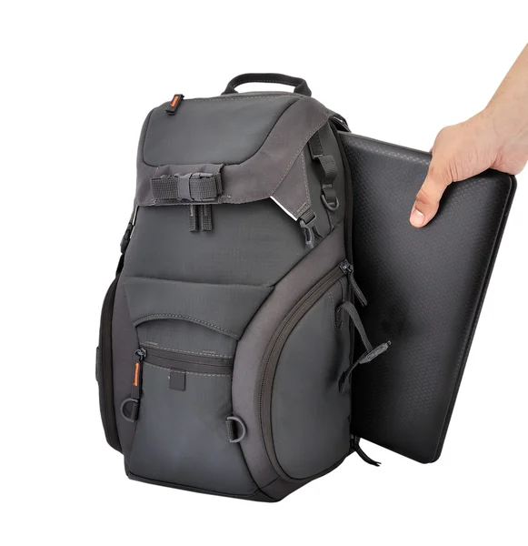 Рюкзак і ноутбук — стокове фото