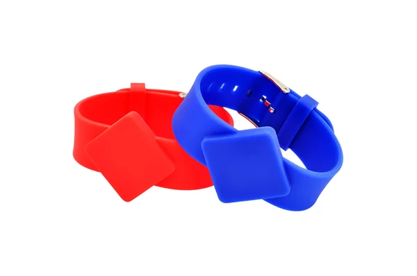 Röda och blå RFID-armband — Stockfoto
