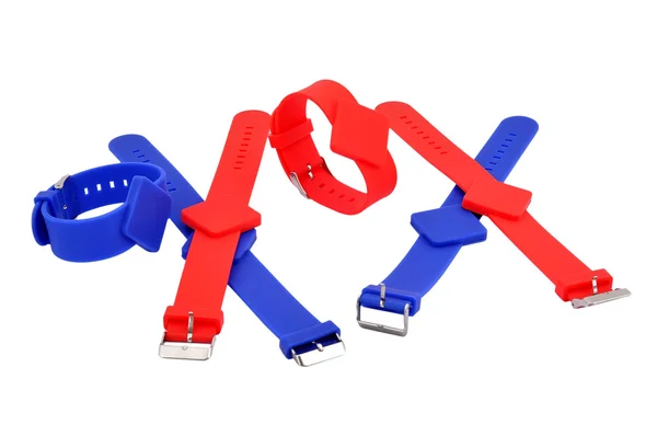 Röda och blå RFID-armband — Stockfoto