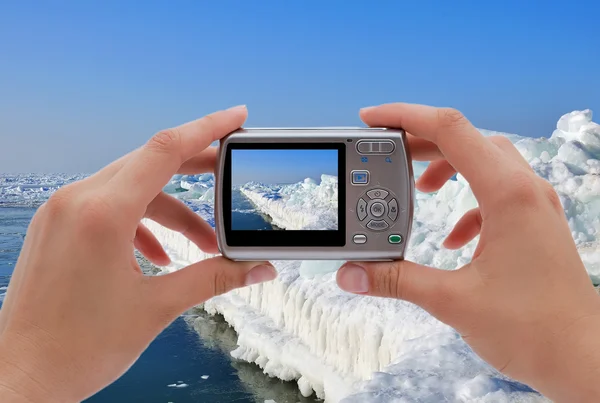 Fotografiando muelle de hielo — Foto de Stock