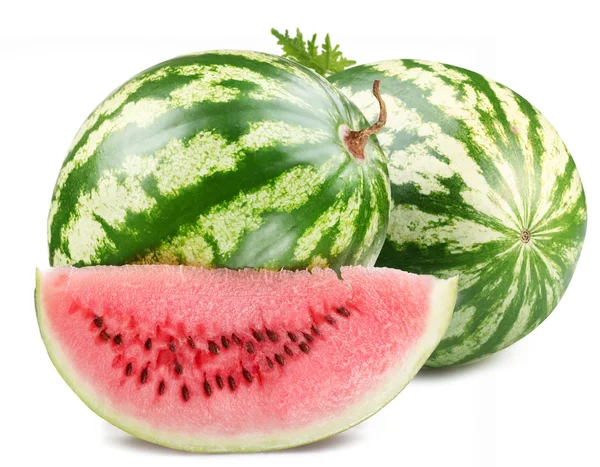 Twee watermeloen met een schijfje — Stockfoto