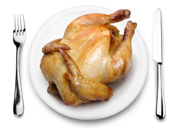 Roast chicken on a plate. — Stock Photo, Image