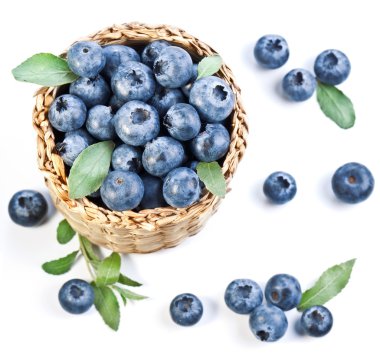 Blueberries in a basket clipart