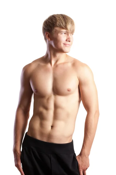 Musculoso joven sexy hombre desnudo en el estudio —  Fotos de Stock