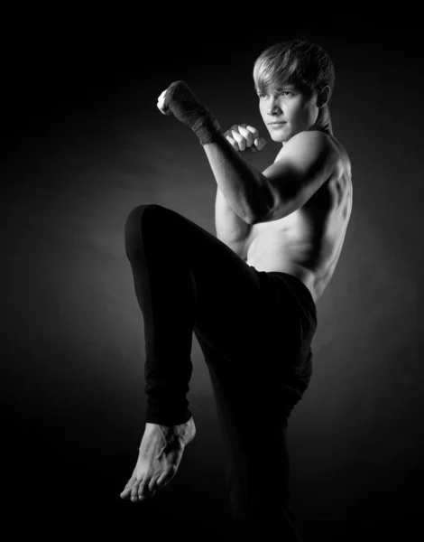 Young Boxer fighter on studio — Stock Photo, Image