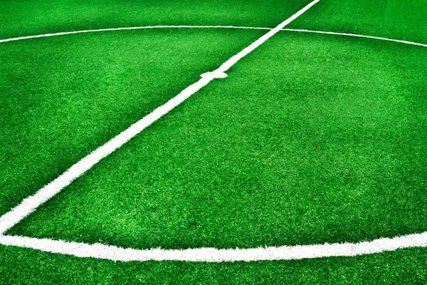 Lines on soccer field green grass — Stock Photo, Image