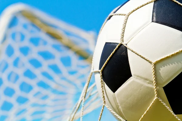 Soccer ball in net — Stock Photo, Image