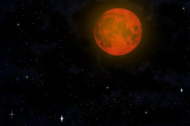 kırmızı ay karanlık gökyüzü üzerinde