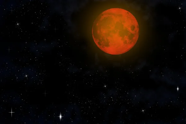 stock image Red moon on dark sky