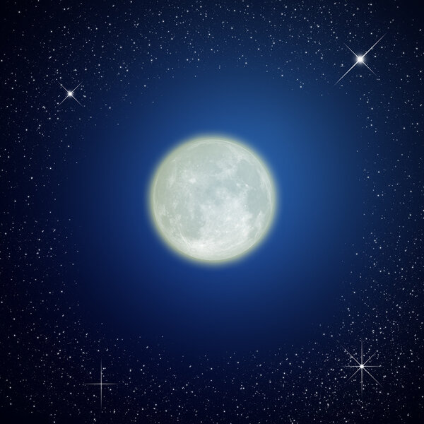 The moon on night sky