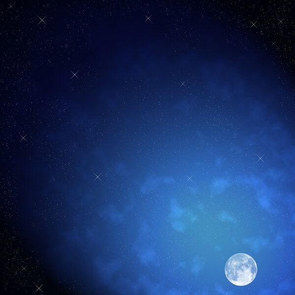 The moon on night sky