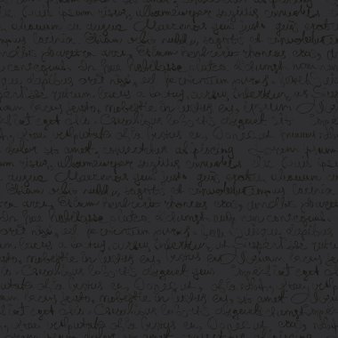 Seamless abstract text pattern on dark gray background. Vector, clipart