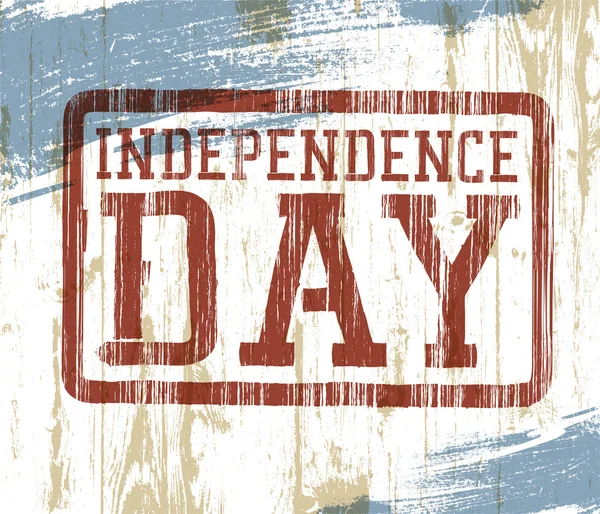 Timbre du jour de l'indépendance sur fond en bois. Illustration vectorielle — Image vectorielle