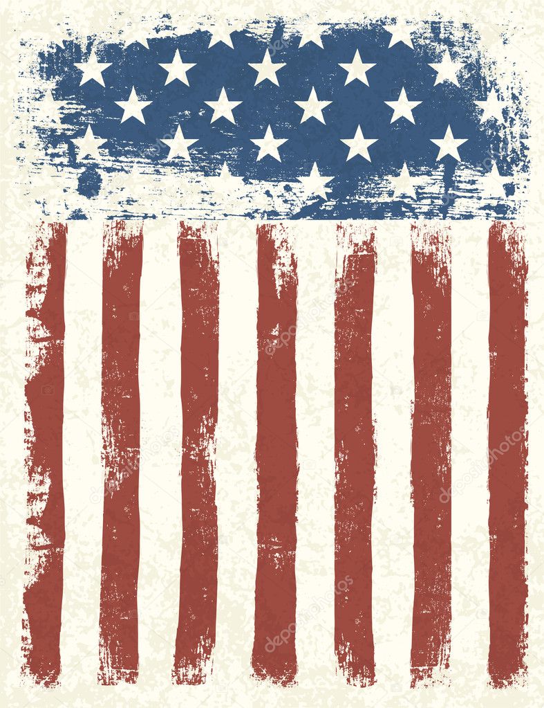 Grunge American flag background. Vector illustration, EPS 10.