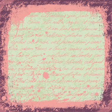 Vintage cute handwrinigs seamless pattern with grunge frame and clipart