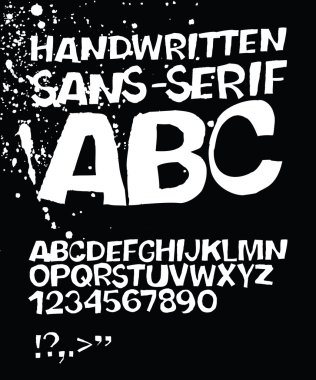 el yazısı grunge sans-serif alfabe. vektör eps 8