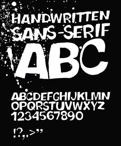 Alfabeto grunge sans-serif scritto a mano. Vettore, EPS 8 — Vettoriale Stock