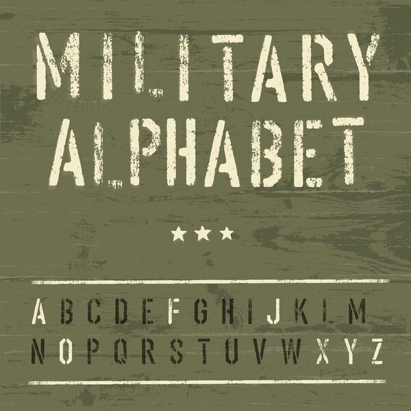 Военный винтажный алфавит. "Вектор", S10