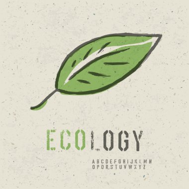 Ecology concept collection. Include green leaf image, seamless r
