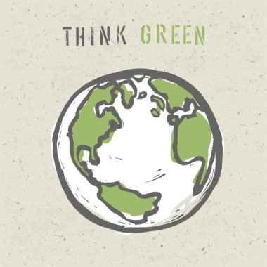 Think green poster design template. Vector, EPS10 clipart