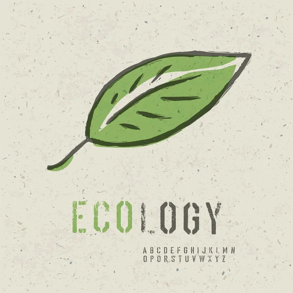 Ecology concept collection. Include green leaf image, seamless r — Stock Vector