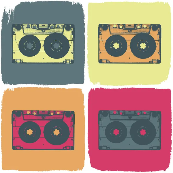 Audio cassette pop-art concepto. Vector, EPS8 — Archivo Imágenes Vectoriales