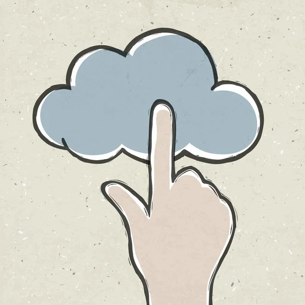 Mão clicando ícone de nuvem. Ilustração vetorial conceitual, EPS10 . — Vetor de Stock