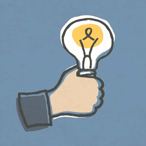 Homme d'affaires avec Idea Bulb. Illustration vectorielle dessinée à la main, EPS1 — Image vectorielle