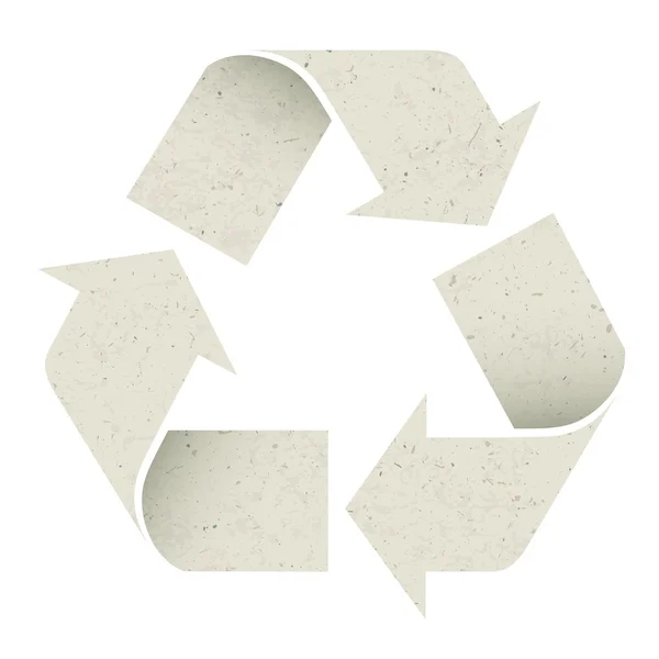 Hergebruik symbool. gemaakt van recycle papier textuur, vector, eps10, geïsoleerd. — Stockvector