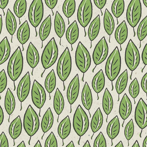 Patrón sin costura hoja abstracta verde en reciclar papel de ecología te — Vector de stock