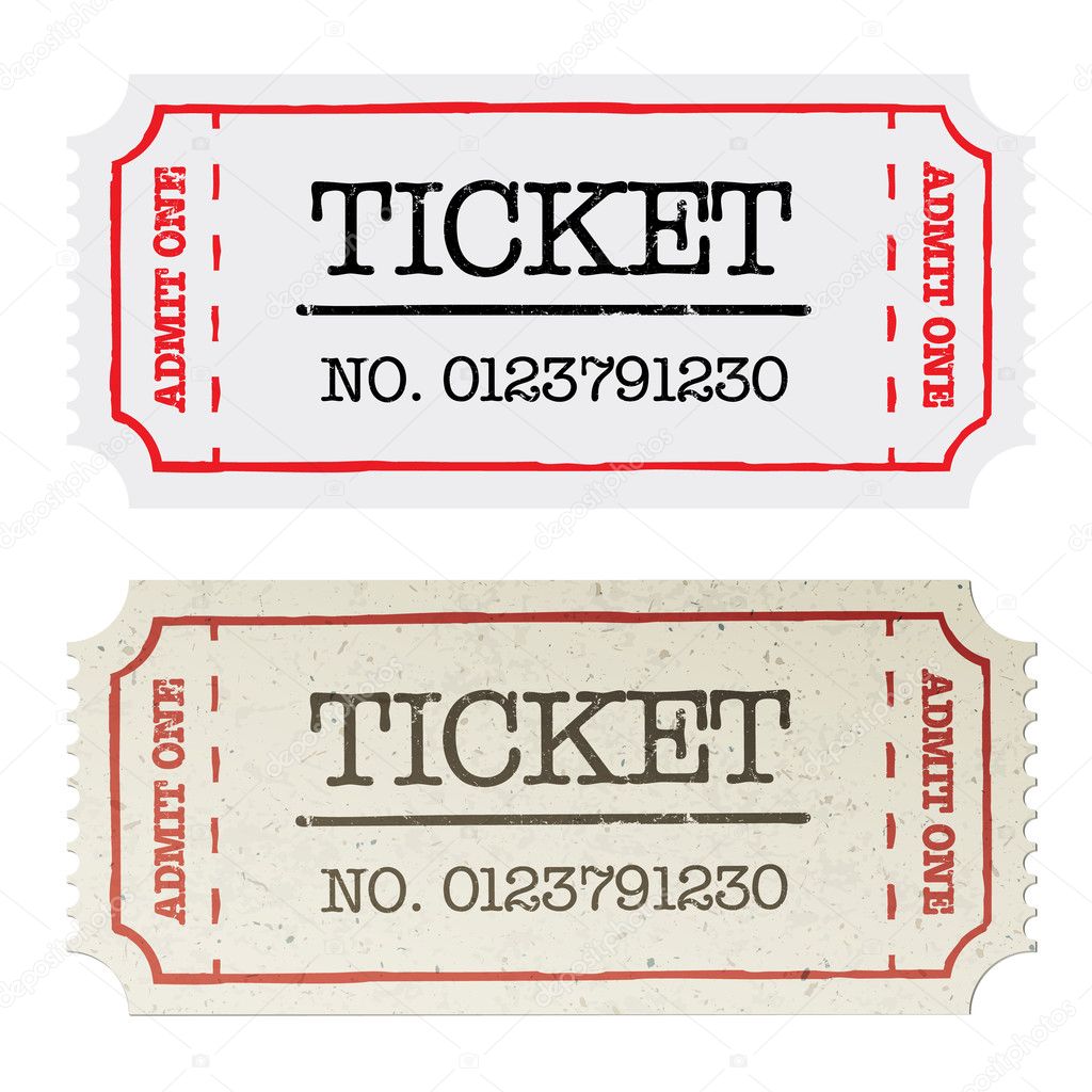 Vintage paper ticket, two versions. Vector illustration, EPS10.