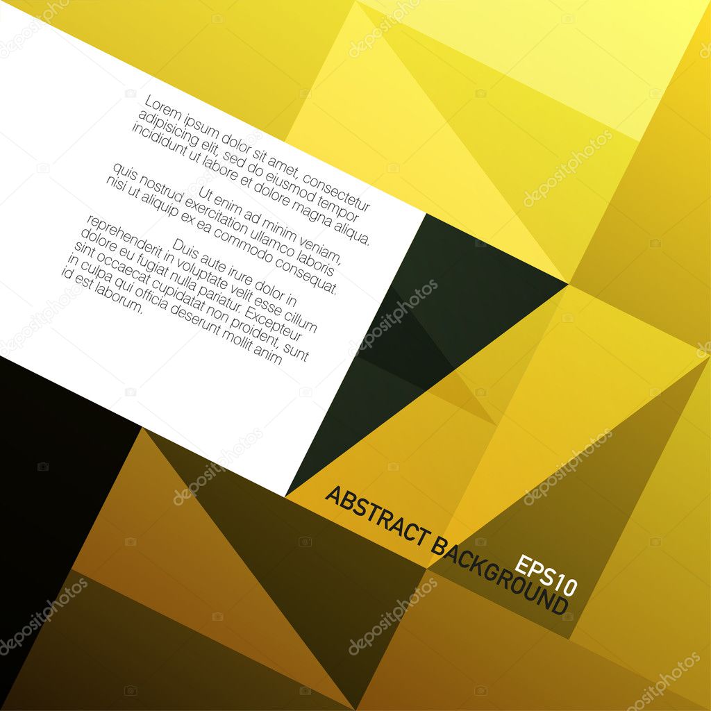 Golden triangles background with space for text. Vector, EPS10